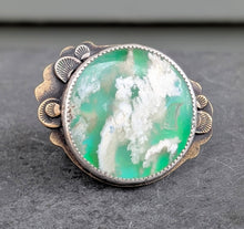 Load image into Gallery viewer, Cloudscape Plume Agate Statement Ring - size 8.25