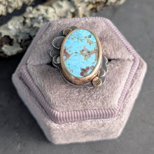 Load image into Gallery viewer, Turquoise and Mixed Metal Lace Ring - size 6.75