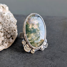 Load image into Gallery viewer, Moss Agate Statement Ring - size 7