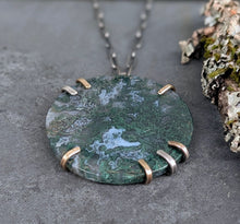 Load image into Gallery viewer, Green Moss Agate Slice Necklace