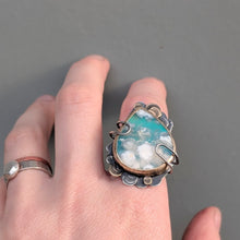 Load image into Gallery viewer, Cloudscape Plume Agate Statement Ring - size 8