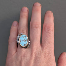 Load image into Gallery viewer, Turquoise and Mixed Metal Lace Ring - size 6.75