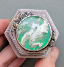 Load image into Gallery viewer, Cloudscape Plume Agate Statement Ring - size 8.25