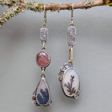 Load image into Gallery viewer, Dendritic Agate and Strawberry Quartz Asymmetricals