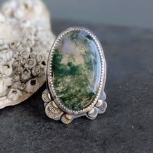 Load image into Gallery viewer, Moss Agate Statement Ring - size 7