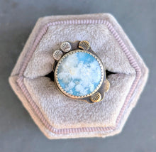 Load image into Gallery viewer, Cloudscape Plume Agate Statement Ring - size 6.5