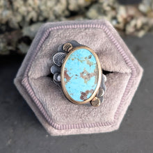 Load image into Gallery viewer, Turquoise and Mixed Metal Lace Ring - size 6.75