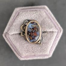 Load image into Gallery viewer, Reserved for S - Moss Agate and Mixed Metal Lace Ring - size 5