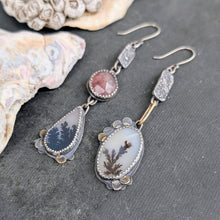 Load image into Gallery viewer, Dendritic Agate and Strawberry Quartz Asymmetricals