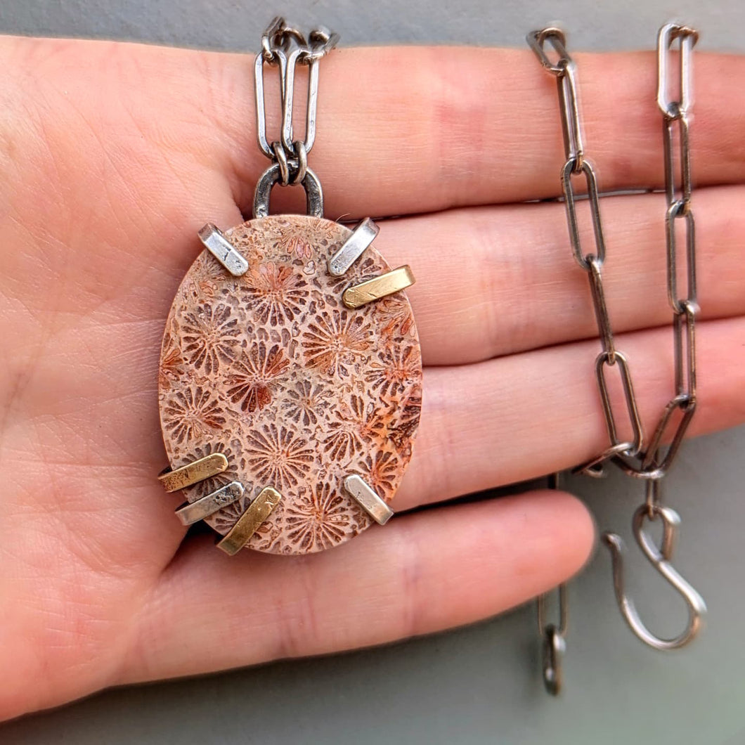 Fossil Coral Prong Necklace