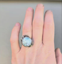 Load and play video in Gallery viewer, Cloudscape Plume Agate Statement Ring - size 6.5
