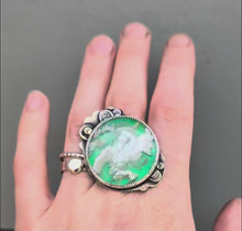 Load and play video in Gallery viewer, Cloudscape Plume Agate Statement Ring - size 8.25
