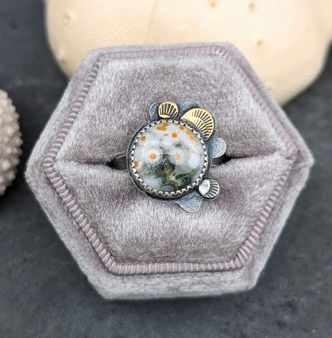 Ocean Jasper Forest Floor Ring  - size 9