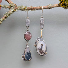 Load image into Gallery viewer, Dendritic Agate and Strawberry Quartz Asymmetricals
