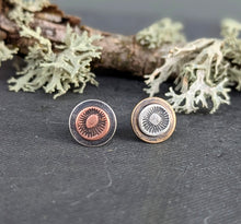 Load image into Gallery viewer, Mushroom Spore Print Earrings
