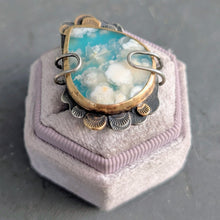 Load image into Gallery viewer, Cloudscape Plume Agate Statement Ring - size 8
