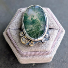 Load image into Gallery viewer, Moss Agate Statement Ring - size 7
