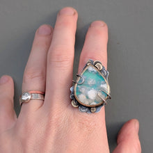 Load image into Gallery viewer, Cloudscape Plume Agate Statement Ring - size 8
