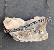 Load image into Gallery viewer, Aquamarine and Mixed Metal Barnacle Collar Necklace
