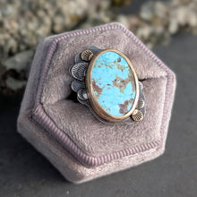 Load image into Gallery viewer, Turquoise and Mixed Metal Lace Ring - size 6.75
