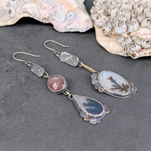 Load image into Gallery viewer, Dendritic Agate and Strawberry Quartz Asymmetricals

