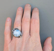 Load image into Gallery viewer, Cloudscape Plume Agate Statement Ring - size 6.5
