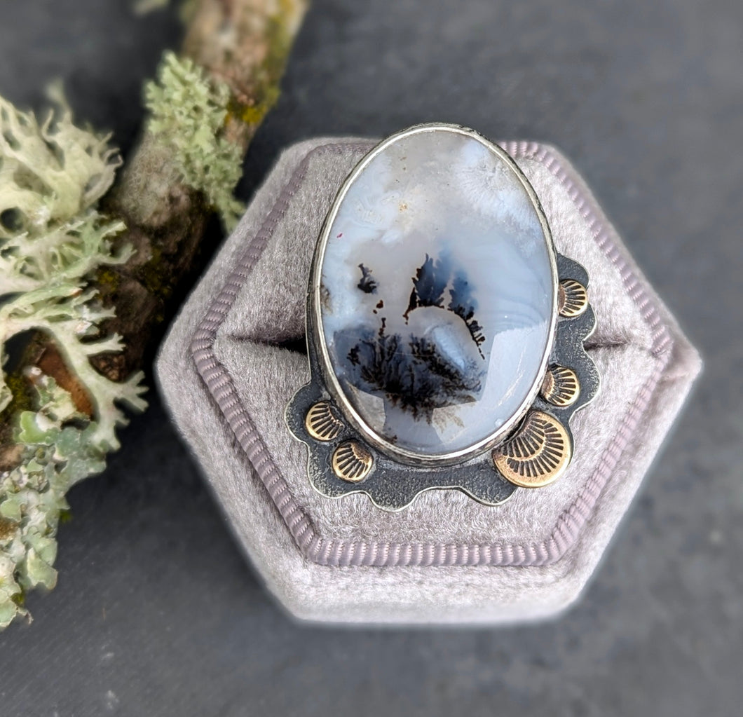 Dendritic Opal Ring - size 10.5