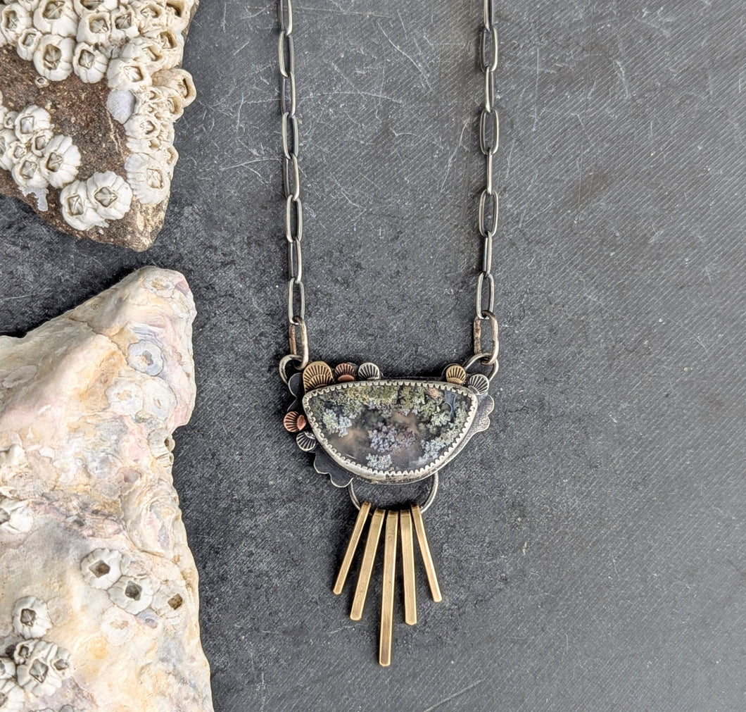 Moss Agate Fringe Necklace
