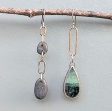 Load image into Gallery viewer, Beach Stone and Opalized Wood Asymmetricals
