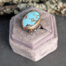 Load image into Gallery viewer, Turquoise and Mixed Metal Lace Ring - size 6.75

