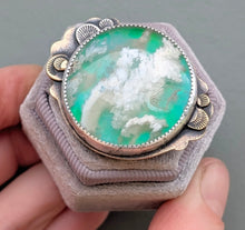 Load image into Gallery viewer, Cloudscape Plume Agate Statement Ring - size 8.25
