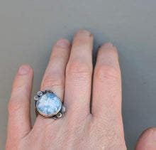 Load image into Gallery viewer, Cloudscape Plume Agate Statement Ring - size 6.5
