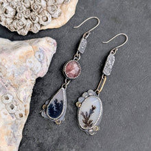 Load image into Gallery viewer, Dendritic Agate and Strawberry Quartz Asymmetricals
