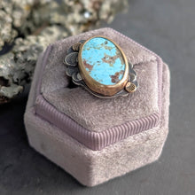 Load image into Gallery viewer, Turquoise and Mixed Metal Lace Ring - size 6.75
