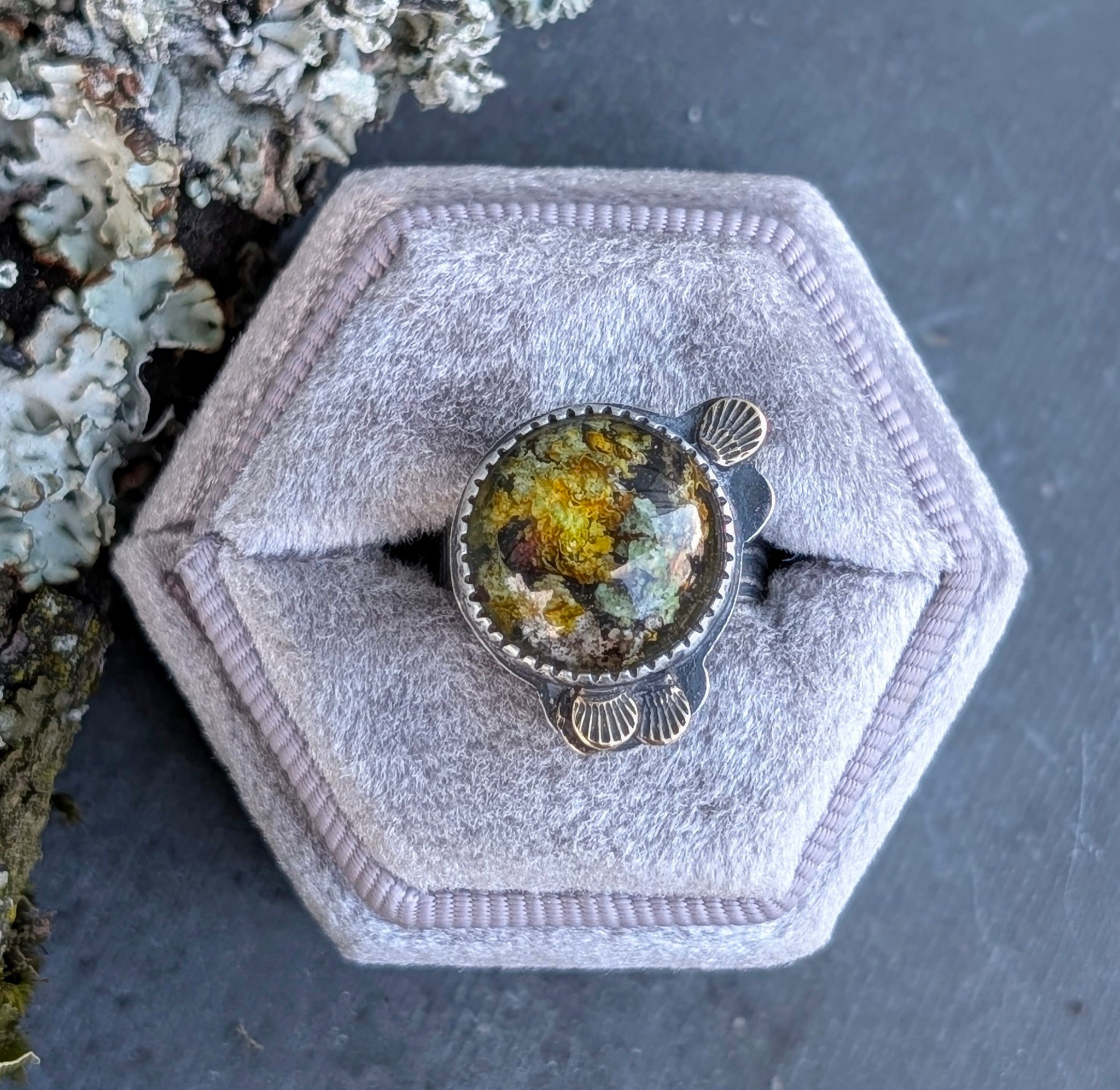 Lichen Forest Ring - size 6.5 – Agate & Elm by Amy Wyckoff