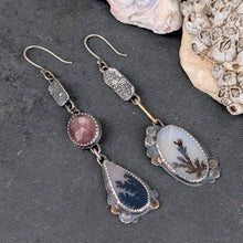 Load image into Gallery viewer, Dendritic Agate and Strawberry Quartz Asymmetricals
