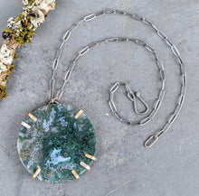 Load image into Gallery viewer, Green Moss Agate Slice Necklace
