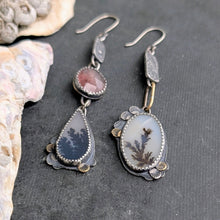 Load image into Gallery viewer, Dendritic Agate and Strawberry Quartz Asymmetricals
