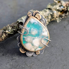 Load image into Gallery viewer, Cloudscape Plume Agate Statement Ring - size 8
