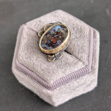 Load image into Gallery viewer, Reserved for S - Moss Agate and Mixed Metal Lace Ring - size 5
