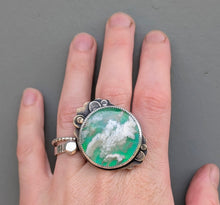 Load image into Gallery viewer, Cloudscape Plume Agate Statement Ring - size 8.25
