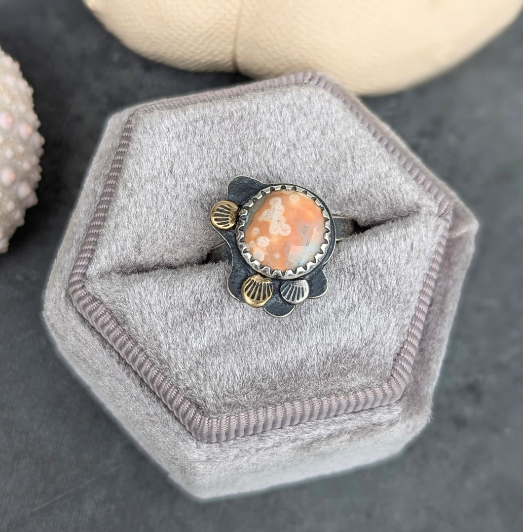 Ocean Jasper Forest Floor Ring  - size 7