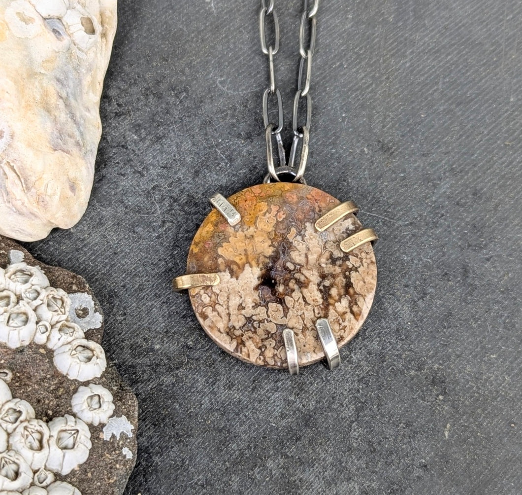 Flower Agate Slice Necklace