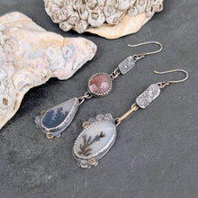 Load image into Gallery viewer, Dendritic Agate and Strawberry Quartz Asymmetricals
