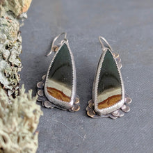 Load image into Gallery viewer, Horizon Earrings - Polychrome Jasper Asymmetricals
