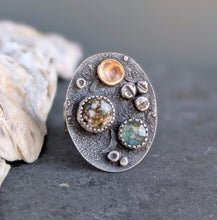 Load image into Gallery viewer, Kyanite and Ocean Jasper Coastline Ring - size 7.75
