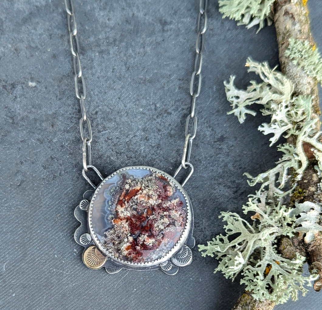 Red Moss Agate Forest Floor Necklace