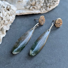 Load image into Gallery viewer, Moss Agate Spiral Earrings
