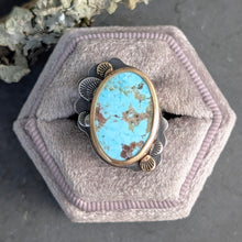 Load image into Gallery viewer, Turquoise and Mixed Metal Lace Ring - size 6.75
