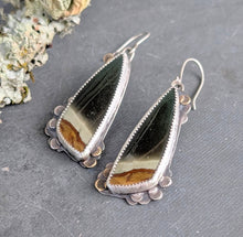 Load image into Gallery viewer, Horizon Earrings - Polychrome Jasper Asymmetricals
